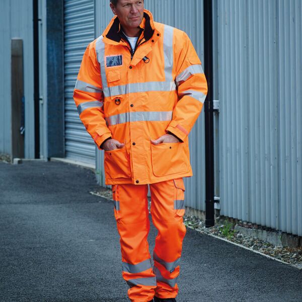 Hi-vis polycotton cargo trousers with knee pad pockets (HV018T/3M) Thumbnail